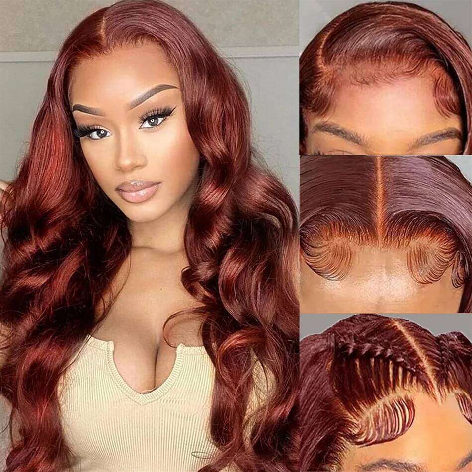 NAMM Reddish Brown 13x6 Lace Frontal Brazilian Colored 13x4 Body Wave Human Hair Wigs Hd Transparent 4x4 5x5 Closure Wig 40 Inch