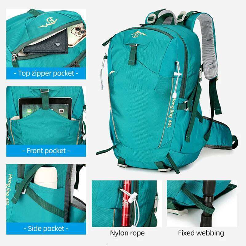 40L Multifunctional Hiking Bag Expandable Backpack Lightweight Sports Daypack Large Capacity Camping Trip Storage Pack