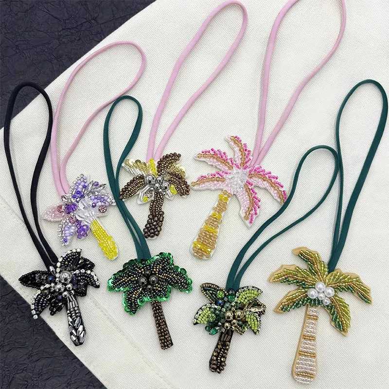 Popular Handmade Sequin Charm Rhinestone Beading Coconut Tree Hanging Rope 3D Crystal Patch Bag Clothing DIY Applique Pendant XJ250607