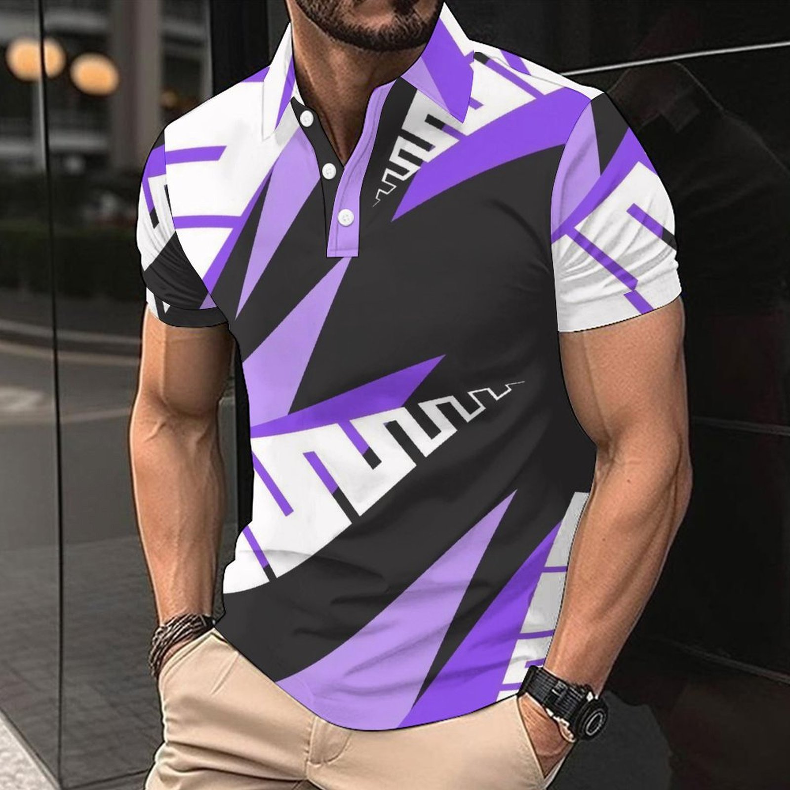 mens polo shirt golf shirt designer polo with Stylish 3D Printing Men's Collared Short Sleeve Printed Polo Shirt EU Sizes: S - 3XL