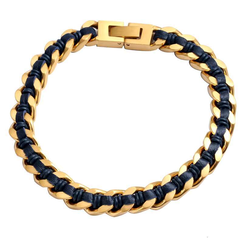 Tizti Jewelry Wholesale Non Tarnish Men Black Stainless Steel Cuban Chain Various Colors Braided Leather Bracelet for Men