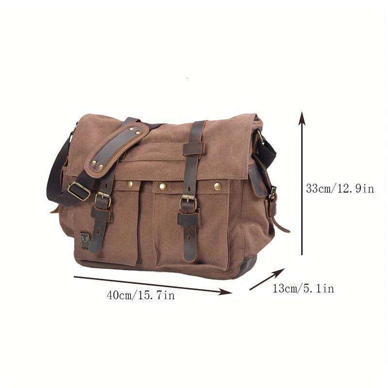 Large size Canvas Leather Men Messenger Big Satchel Shoulder Bags Male Laptop Briefcase Travel Handbag
