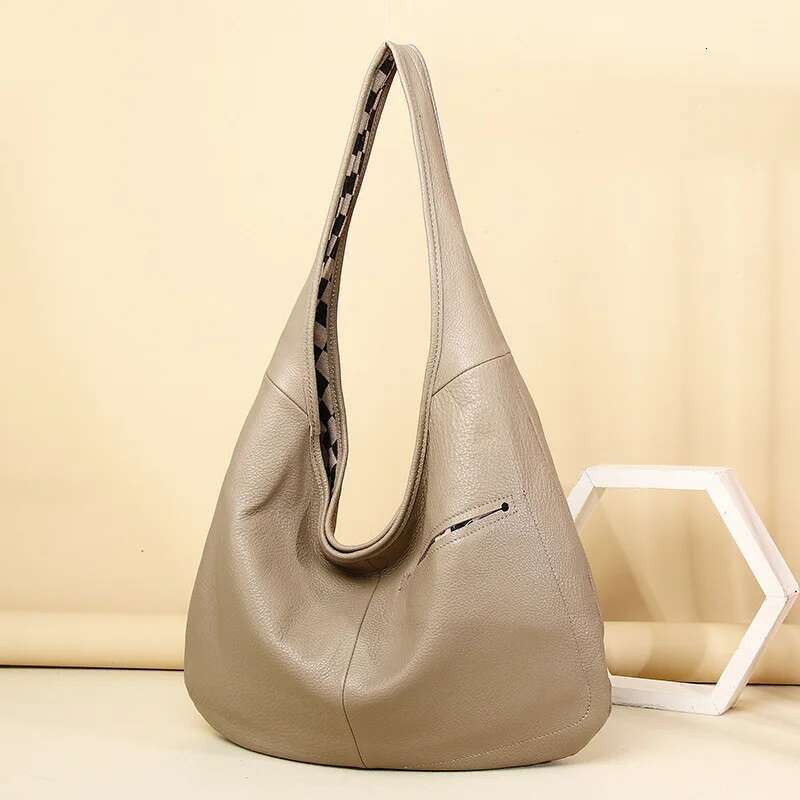 Woman Soft Genuine Leather Hobos Shoulder Bags Double-sided Use Large Cpacity Handbag Tote Female Daily Shopper Underarm Bag