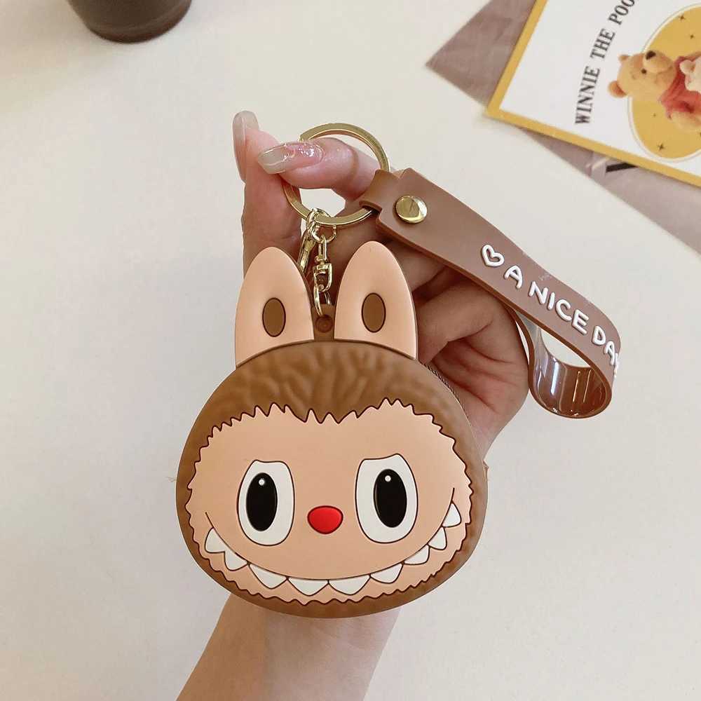 Labubu The Monsters Kawai Keychain Wallet Coin Purse Earphone Organizer Data Cable Organizer Bag Key Ring GiftsXJ250607