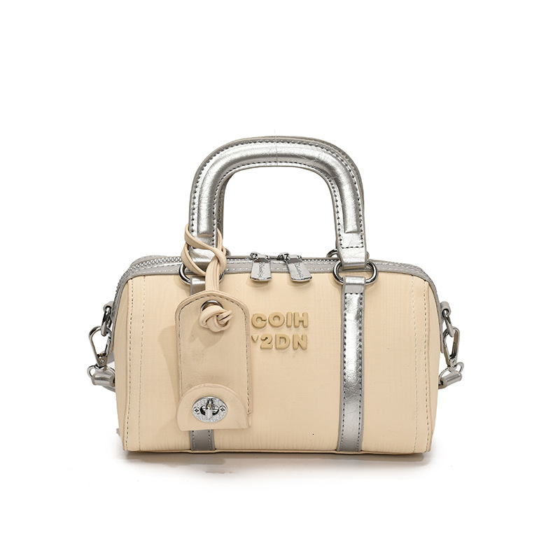 designer Fashion Patchwork Handbag Boston Bag 2025 Spring Summer New Texture Versatile Niche Simple Shoulder Crossbody Bag