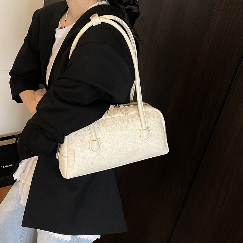 designer Korean Niche Boston Handbag for Women 2025 New High-End Simple Versatile Commuter Shoulder Underarm Bag