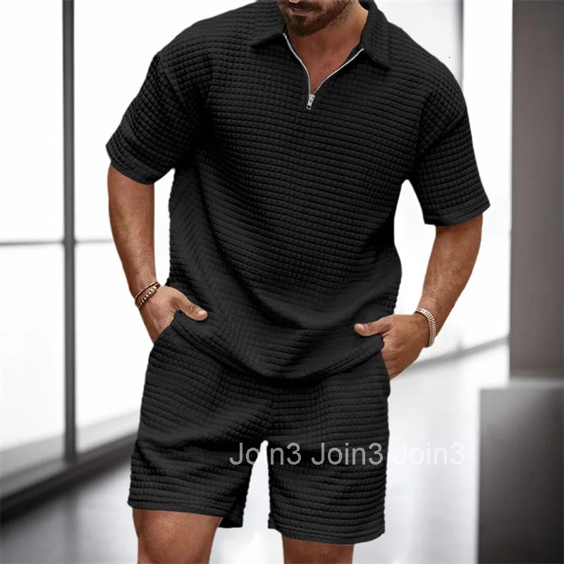 Mens Casual Outfit Short Sleeve Tee with Drawstring Shorts Set for a Stylish Summer Look