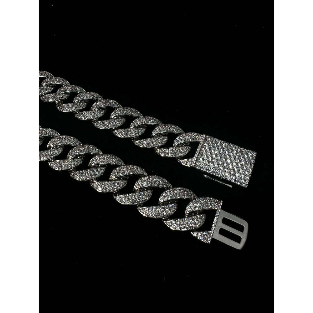 16mm Custom Sterling Sier Moissanite 14k Unisex Wholesale Cuban Link Chain Bracelet Necklace Zircon Brass