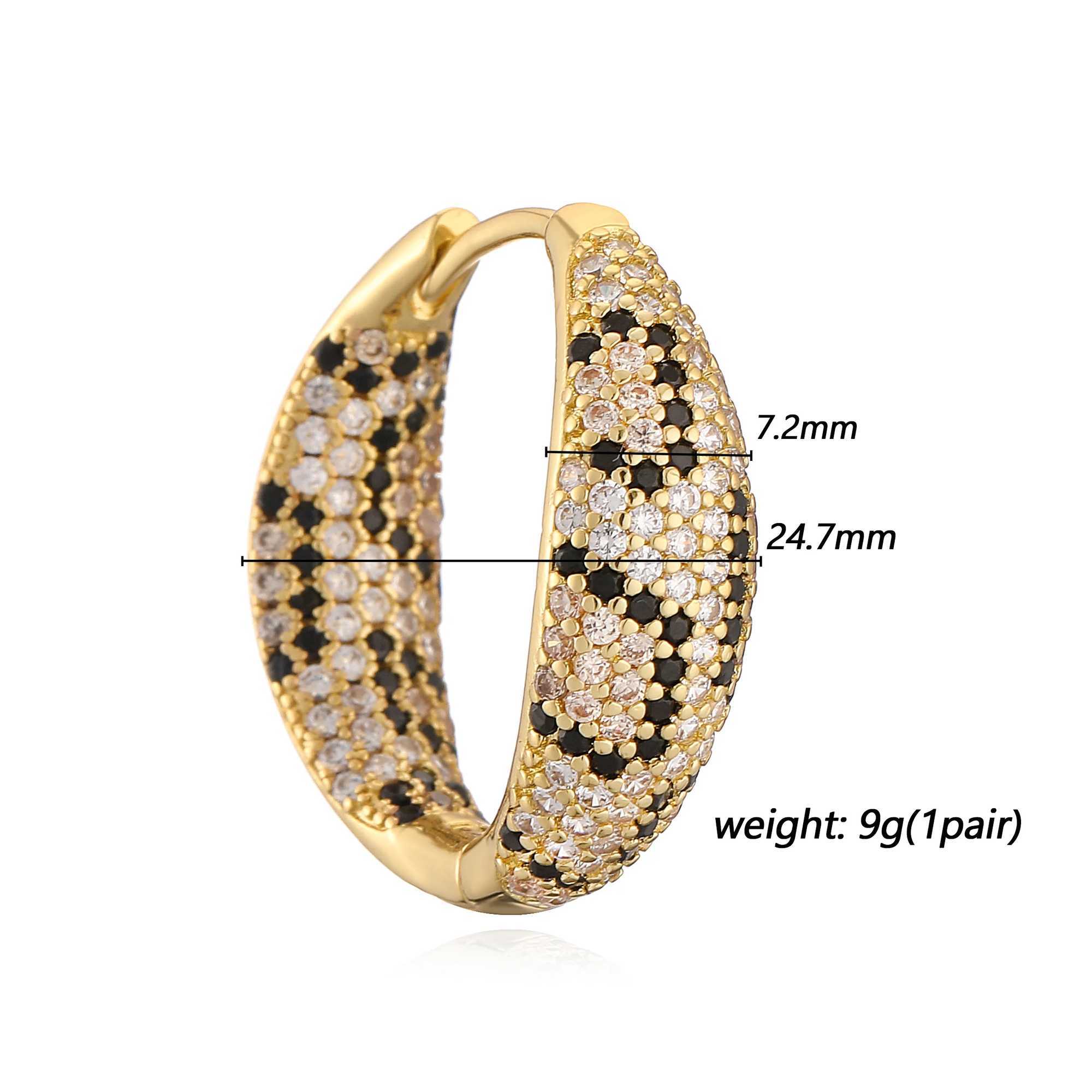 HECHENGLeopard Print hoop Earrings rings necklace Fashion black white Cubic Zirconia women Geometric Jewelry set Z250607