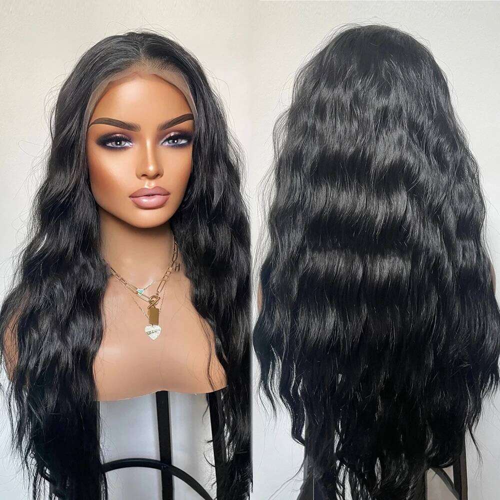 NAMM UStyleHair Brown Lace Front Natural Looking 26 Inches Long Body Wave Heat Resistant Synthetic Hair Daily Use Cosplay Wig