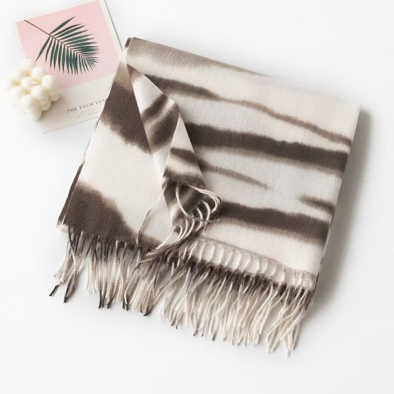 T919 new soft warm cashmere zebra striped tassel scarf high-grade ladies neck shawl