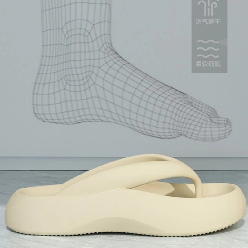 Thick soled flip flops with increased height 2024 beach womens summer walking slippers 250605
