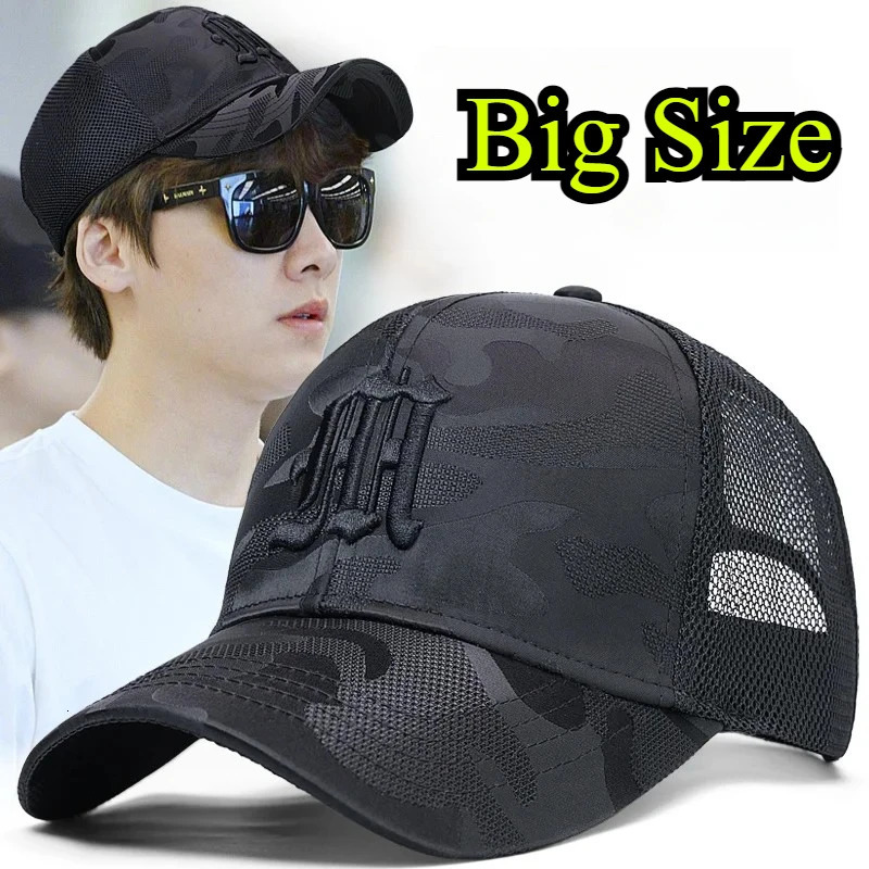 Big Head Man Large Size Mesh Baseball Hats Male Outdoors Plus Size Sport Caps Dad Oversize Trucker Cap 60cm 62cm 250605