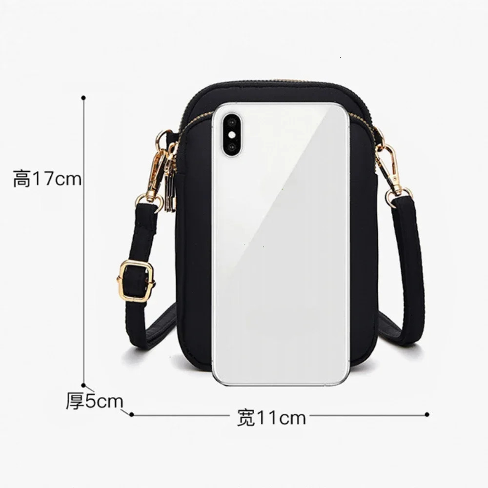 Women Mini Bag Crossbody Zipper Shoulder Bags Mobile Phone Purse Vertical Multifunctional Wallet Black Walking Crossbody Bags 250606