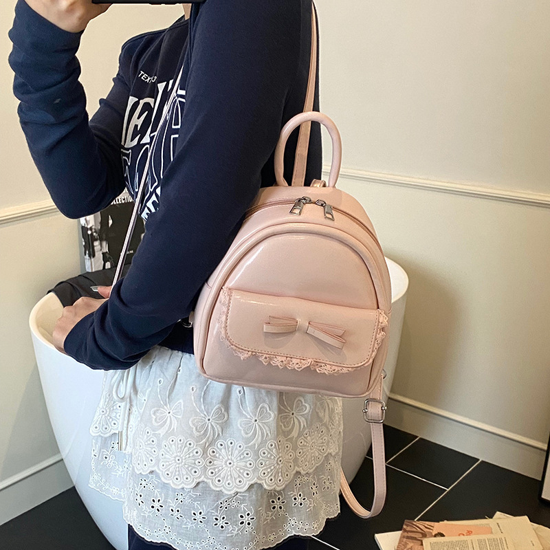 designer Niche Korean Style Versatile Fashion Mini Backpack 2025 New Casual Commuter Bowknot Double Shoulder Bag Small School Bag