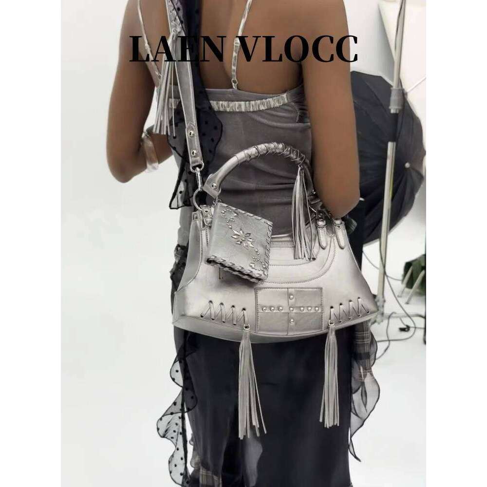 Punk Style Motorcycle New Tassel Metal Rivet Shoulder Underarm Sweet Cool Girl Crossbody Bag