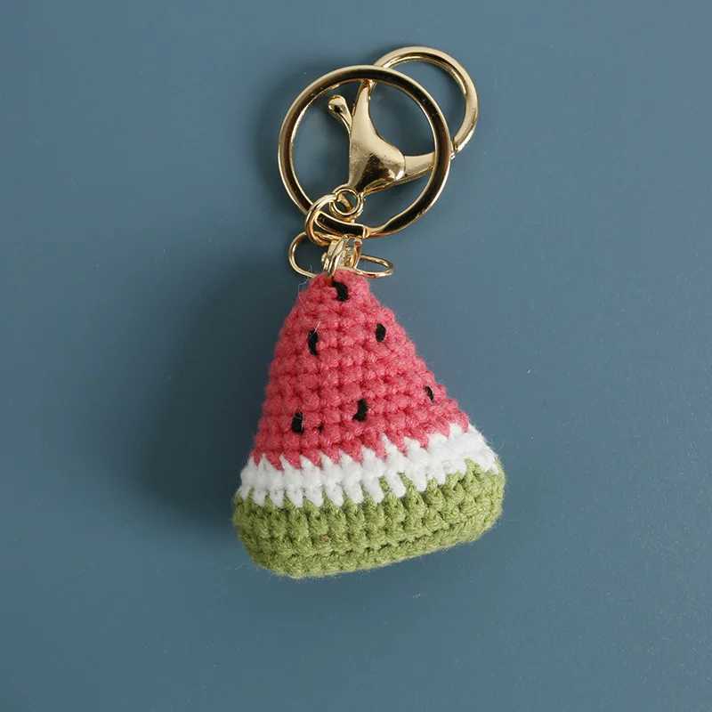 2025 Fashion Handmade Weaving Keychain Wool Crochet Unique Knitted Pendant Keyring Watermelon Pendant Keychain Gifts Key Chains XJ250607
