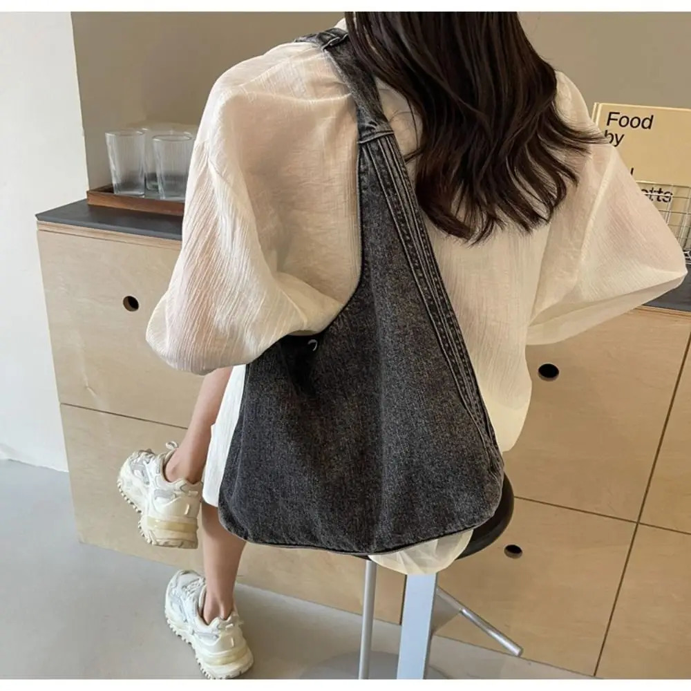 Fashion Japanese Style Women Shoulder Bag Denim Fabric High-capacity Ladies Handbag Wallet/Cosmetics Storage Denim Tote 250606