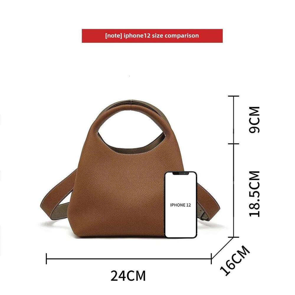 2024 New Nichedesign Genuine Leather Soft Bucket Handbag Women's Shoulder Crossbody Bag Direct Manufacturer Supply