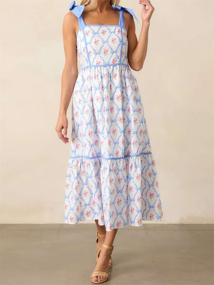 Womens Elegant V-neck Maxi Dress with Ruffle Sleeves and Belted Waist - Perfect for Summer Parties and Events