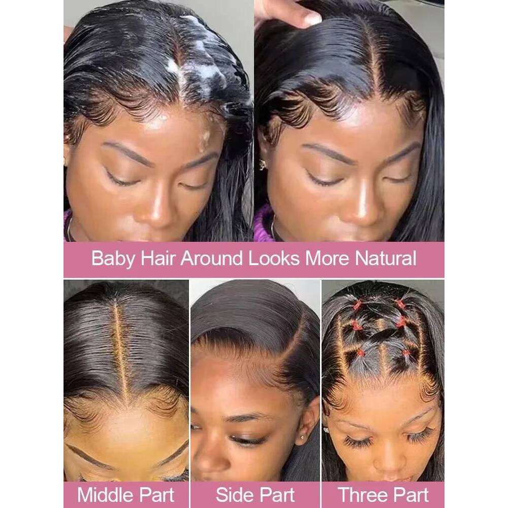 Mossily Straight 13x6 HD Lace Front Wigs Human Hair 30 44 Inch Black Wig 6x6 Gluless Closure Indian Raw For Women 250 Density