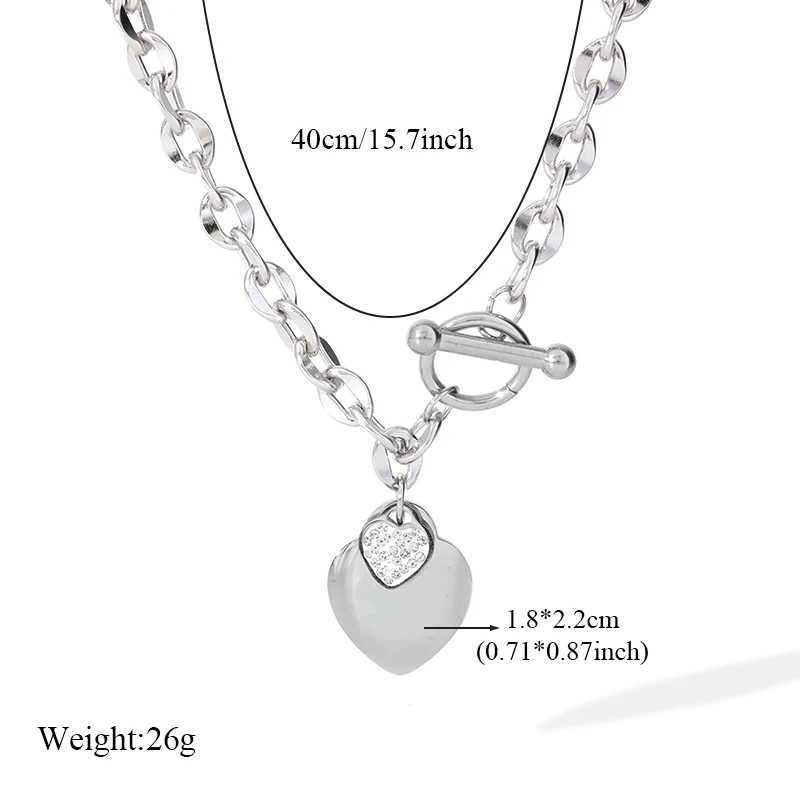 EILIECK New Fashion Stainless Steel Metal Double Heart Necklace Set For Women Waterproof Silver Color Jewelry Gift Z250607