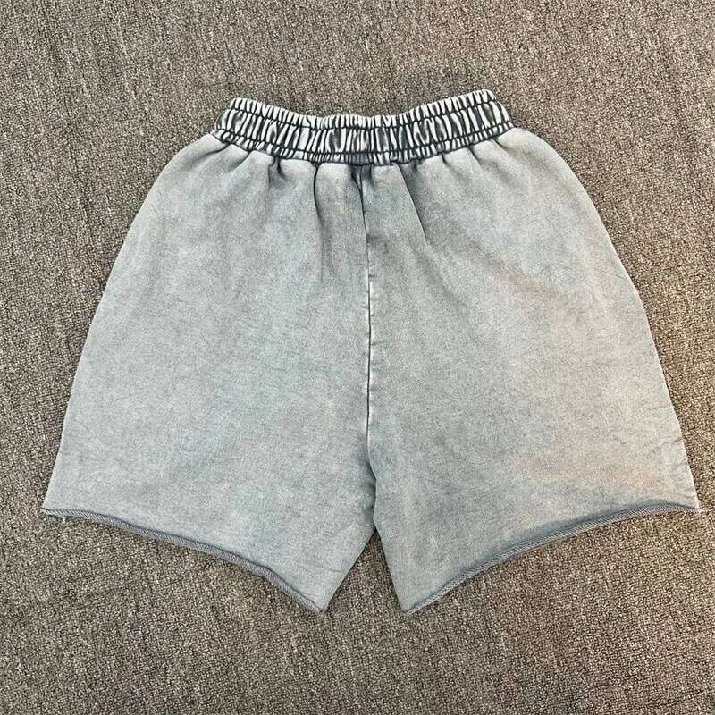 Vintage Washed Saint Hip-Hop Drawstring Sports Casual Men's Shorts