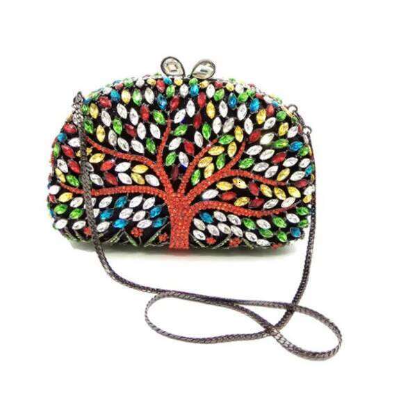 Women Tree Crystal Bag Stones Evening Bridal Rhinestone Purses and Handbags Wedding Party Clutches Bags Lady Clutch