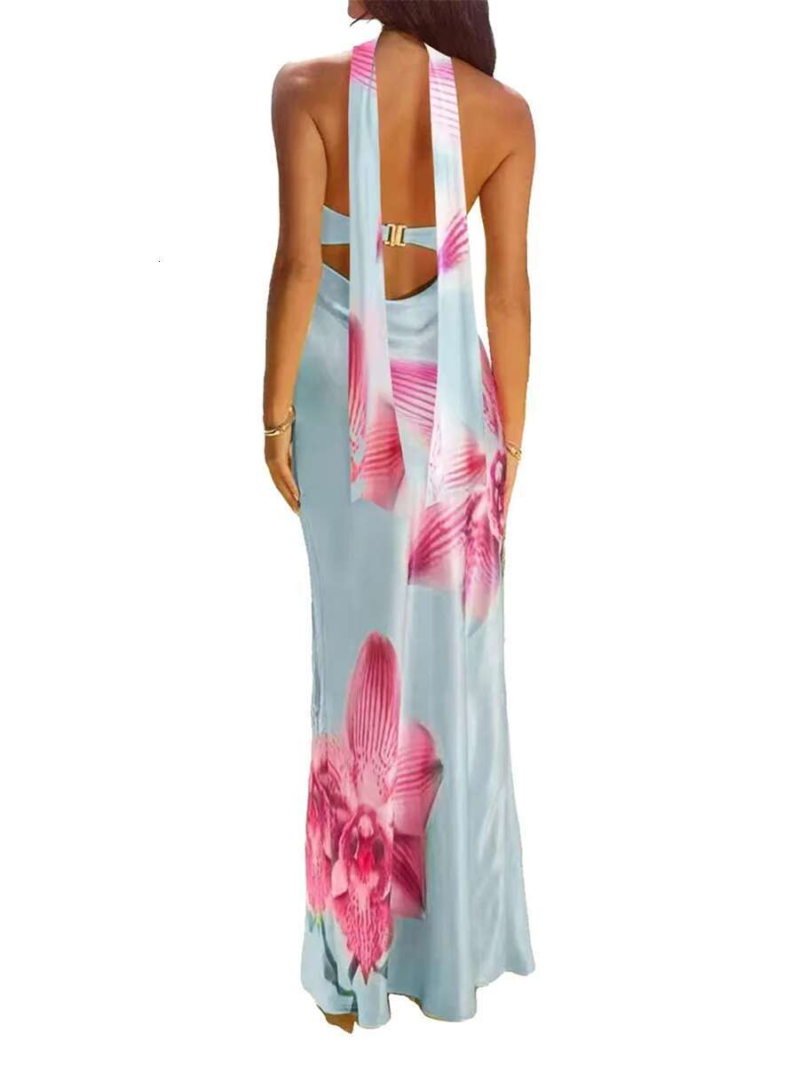 Elegant Off-shoulder Maxi Dress with Floral Print and Matching Shawl Womens Sleeveless Summer Gown for Special Occasions