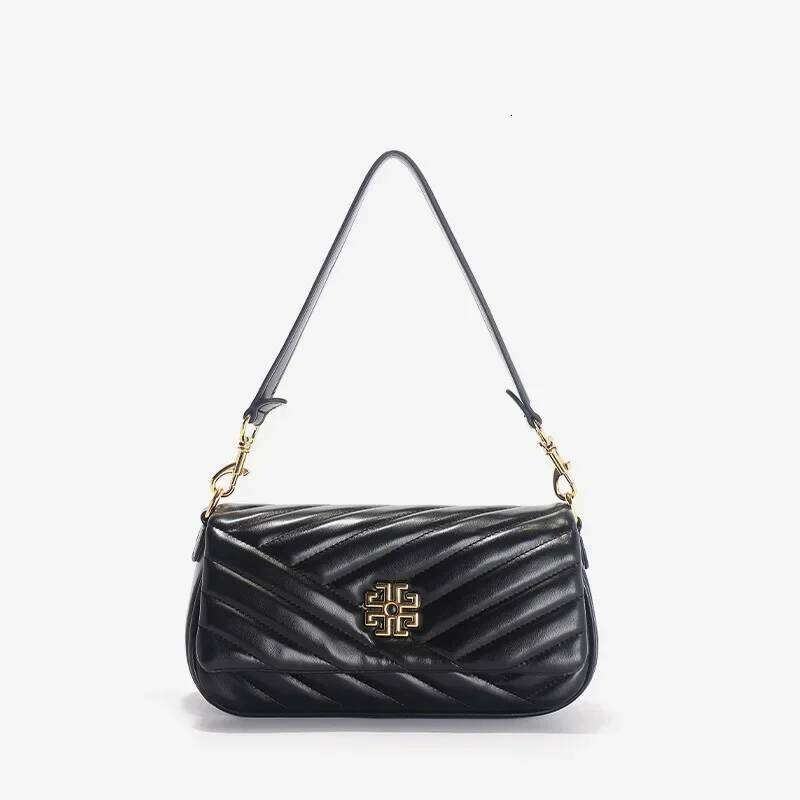 Fashionable Soft Leather Underarm Women's Crossbody Bag New Spring Summer 2023 Argyle Patterned Shoulder Handbag