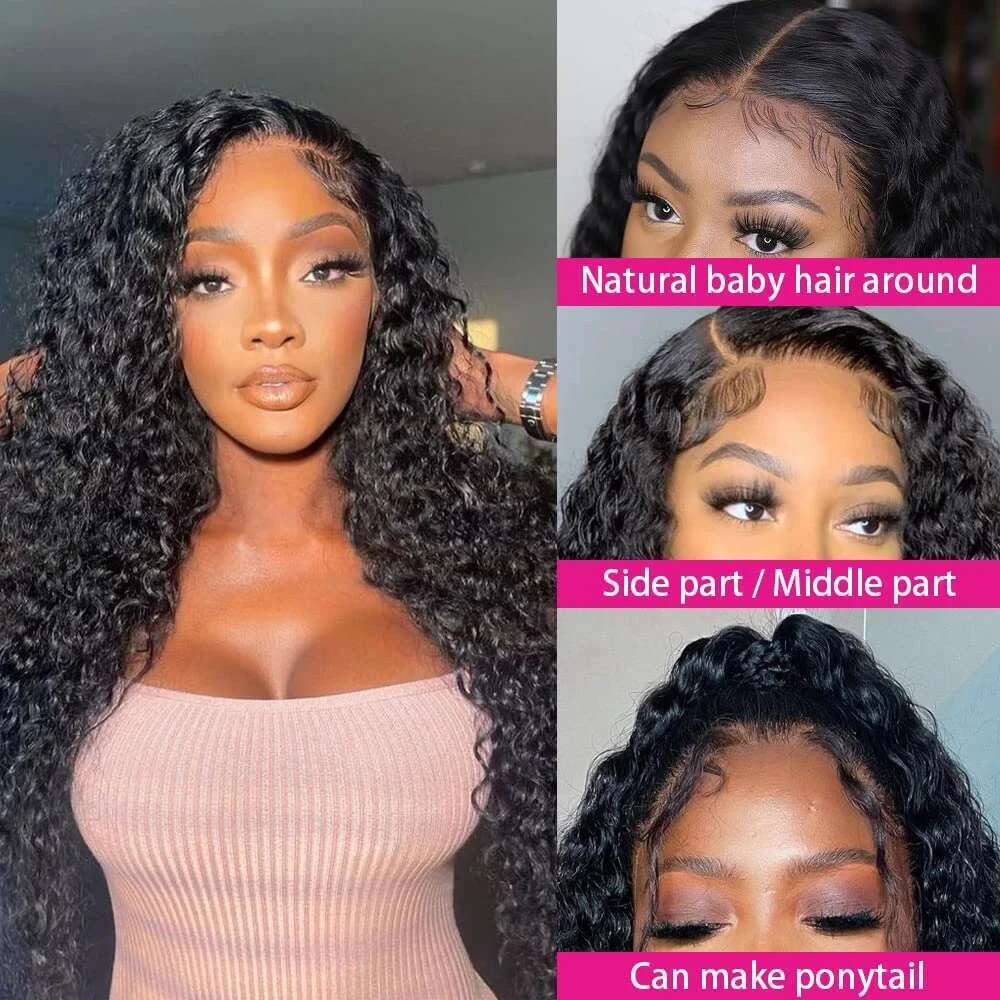 NAMM Kinky Curly 13x4 Front Wigs Black Deep Wave 13x6 HD Lace Frontal 100% Human Hair 4x4 Closure Wig