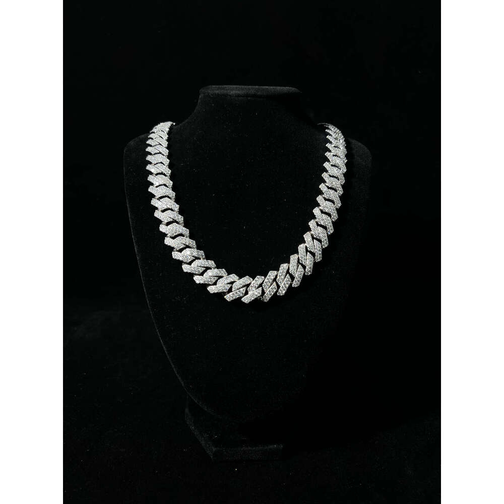 16mm Wholesale Custom Sterling Sier Zircon Cuban Link Chain Bracelet Necklace Brass Unisex