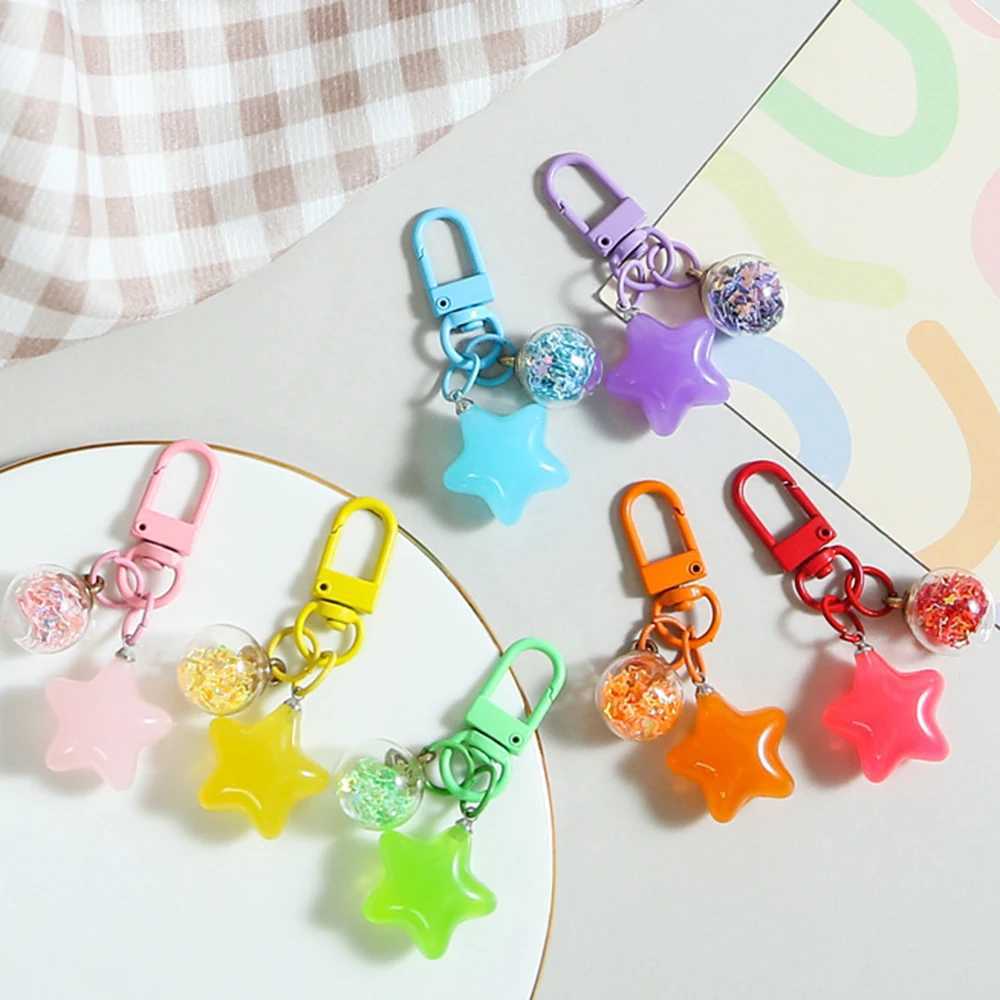 2pcs Metal Keyrings Buckle With Jelly Stars Bottle Pendant Colored Keychain For DIY Jewelry Making Key Accessories Wholesale Z250607