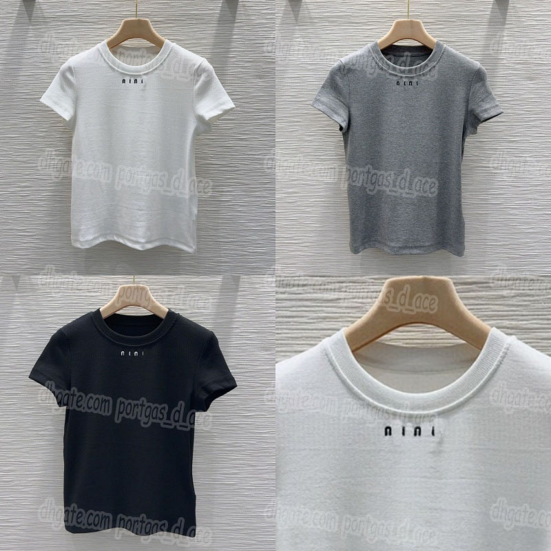 Letters Embroidered Women t Shirt Designer Summer Short Sleeve Tees Street Style Slim Fit White Tops