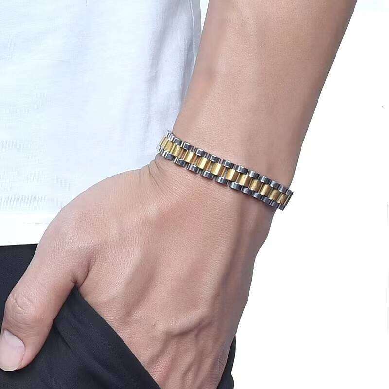 Pulsera Gold Plated Stainless Steel Couple Bracelets for Women Men Bangles
