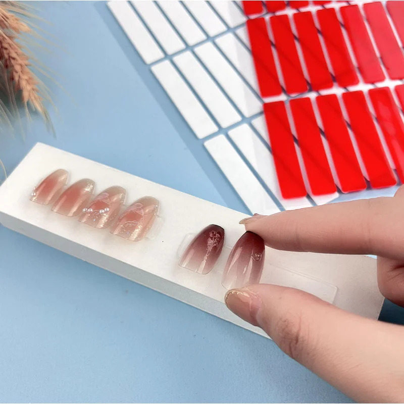 30pc Nail Adhesive Tape False Nails Display Stand Glue Doublesided Pasted Practice Show Square Round Strong Sticky Sticker 250605