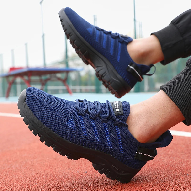 2025 Mens Running Shoes Knitted Mesh Breathable Fashion Casual Sports Shoes Comfortable Fitness Lightweight Mens Casual Shoes 250603
