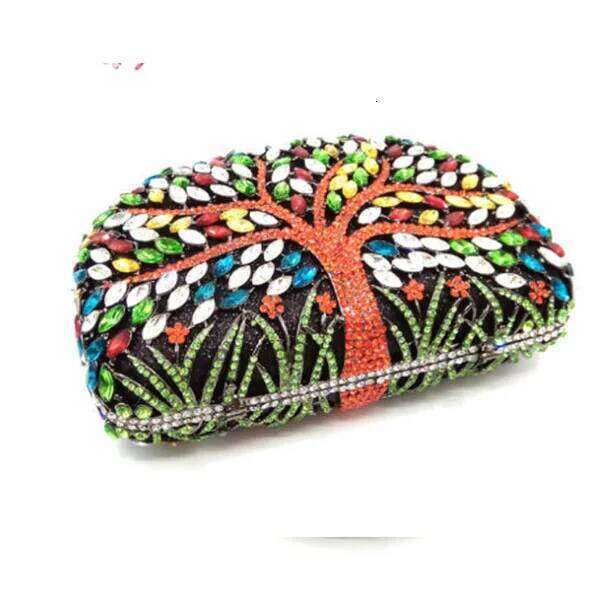 Women Tree Crystal Bag Stones Evening Bridal Rhinestone Purses and Handbags Wedding Party Clutches Bags Lady Clutch