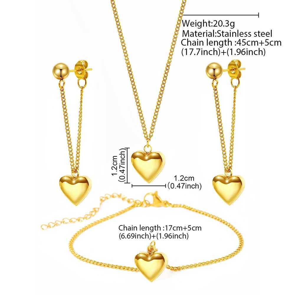 Stainless Steel Necklace Earring Set Necklace Cubic Peach Heart Pendant Fashion Necklace For Women Jewelry Banquet Gift Z250607