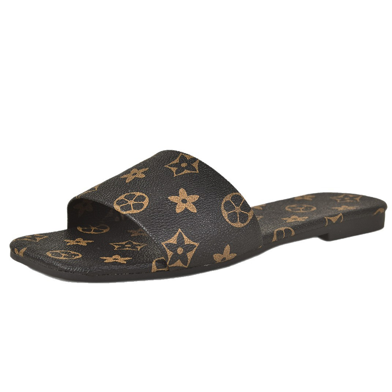 hot free shipping designer slippers for women casual fashion outdoor Vintage sandals home print sliders size 35-43 black