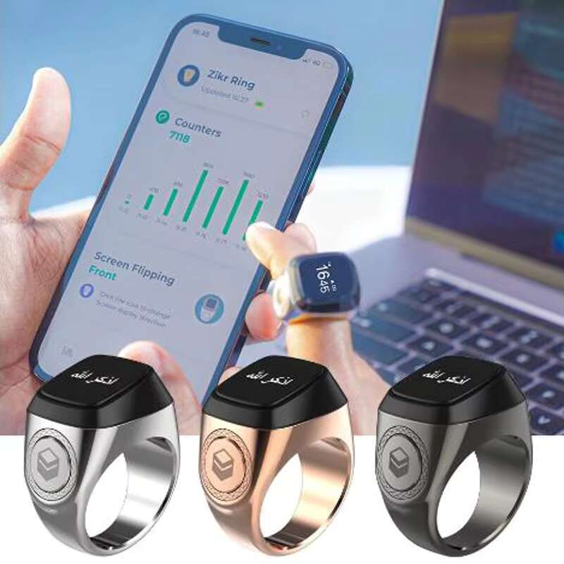 Iqibla Zikr Ring Tasbeeh Smart Counter Compass-Plastic Resin or Alloy Case