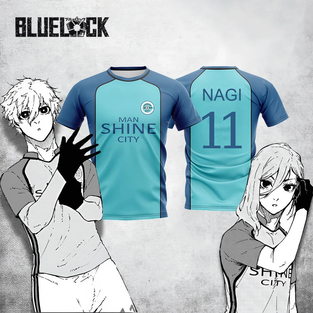 Blue Lock NAGI Man Shine City Jersey Japanese Anime Cosplay Football Uniform Breathable Sports T-shirt Hyoma Chigiri Tops