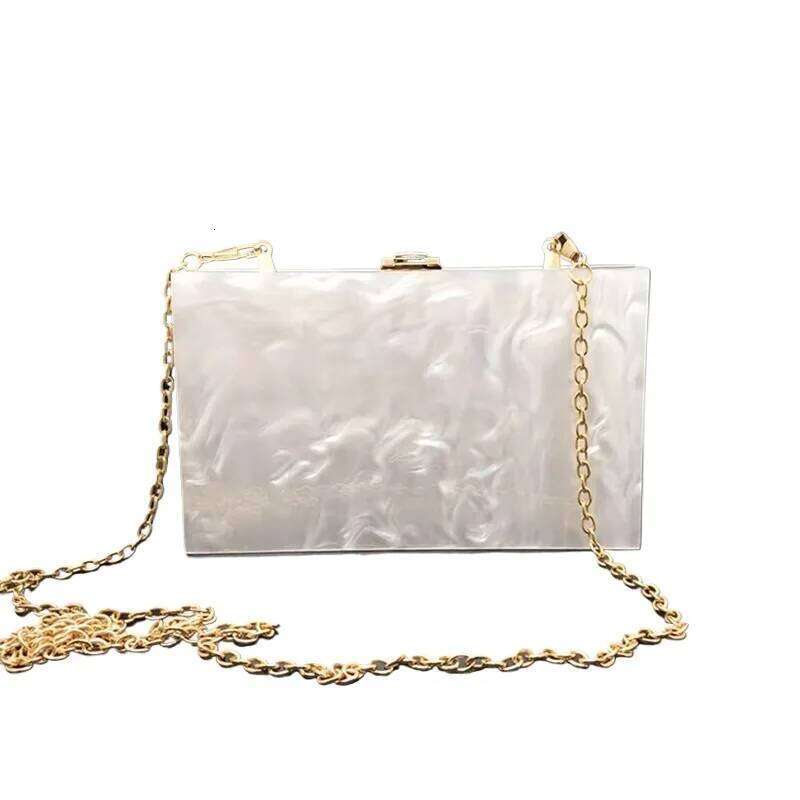 Brand Handbag Solid Pearl White Acrylic Clutch Purse Designer Chain Shoulder Crossbody Bags Mini Wallet Party Evening Bag