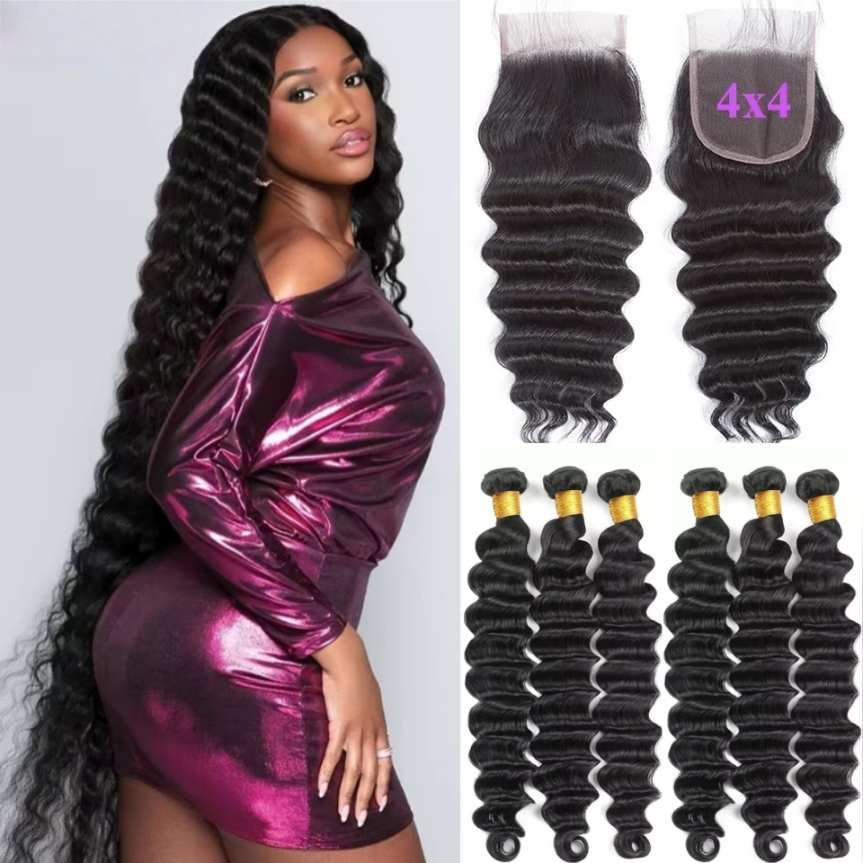 8-30 inch Brazilian Raw Hair Extensions Loose Wave Bundles 100% Human Hair Raw Unprocessed Extensions 3/4/5 Bundle Loose Deep Wave Bundles Double Weft