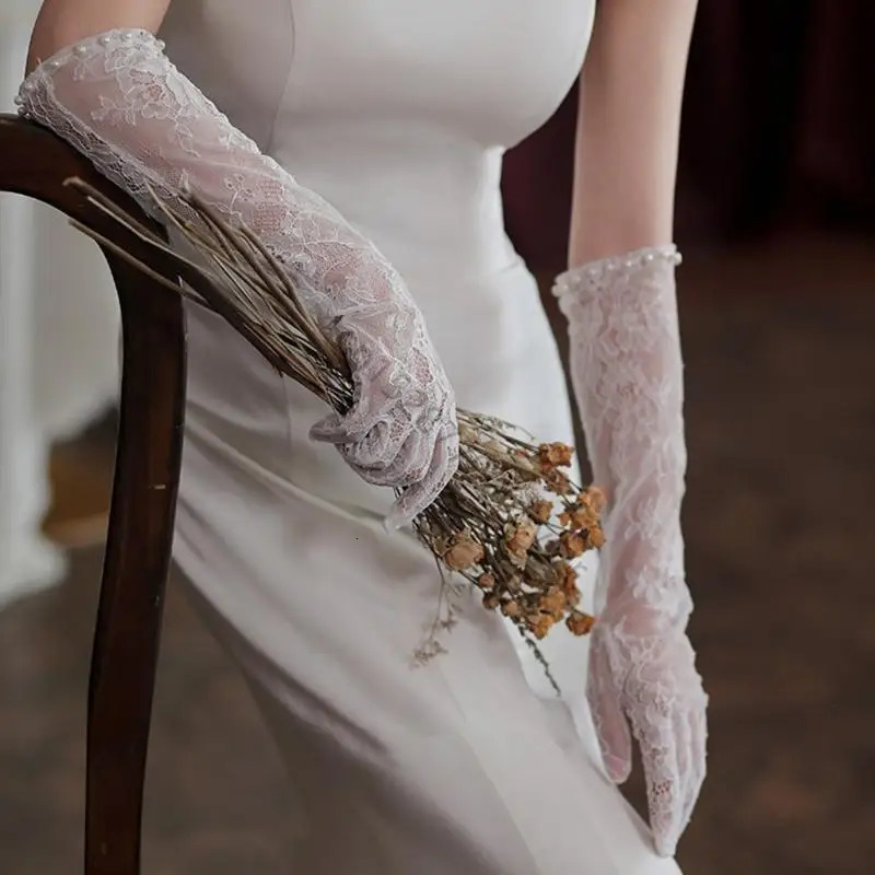 Pearls Lace Sleeve Bridal Gloves Bride To Be Gift Bridal Shower Wedding AXYD 250603