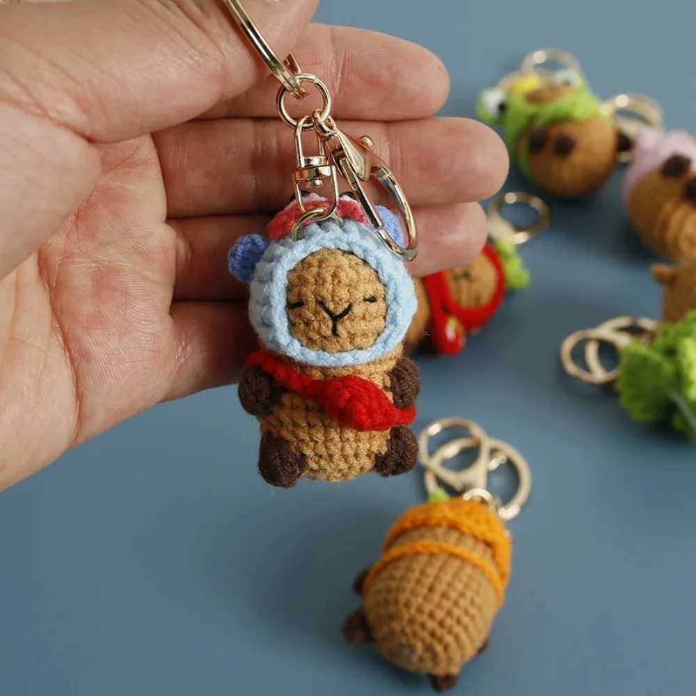 Kids Toys Capybara Doll Keychains Knitted Creative Cartoon Pendant Bag Accessories Crochet Key Ring XJ250607