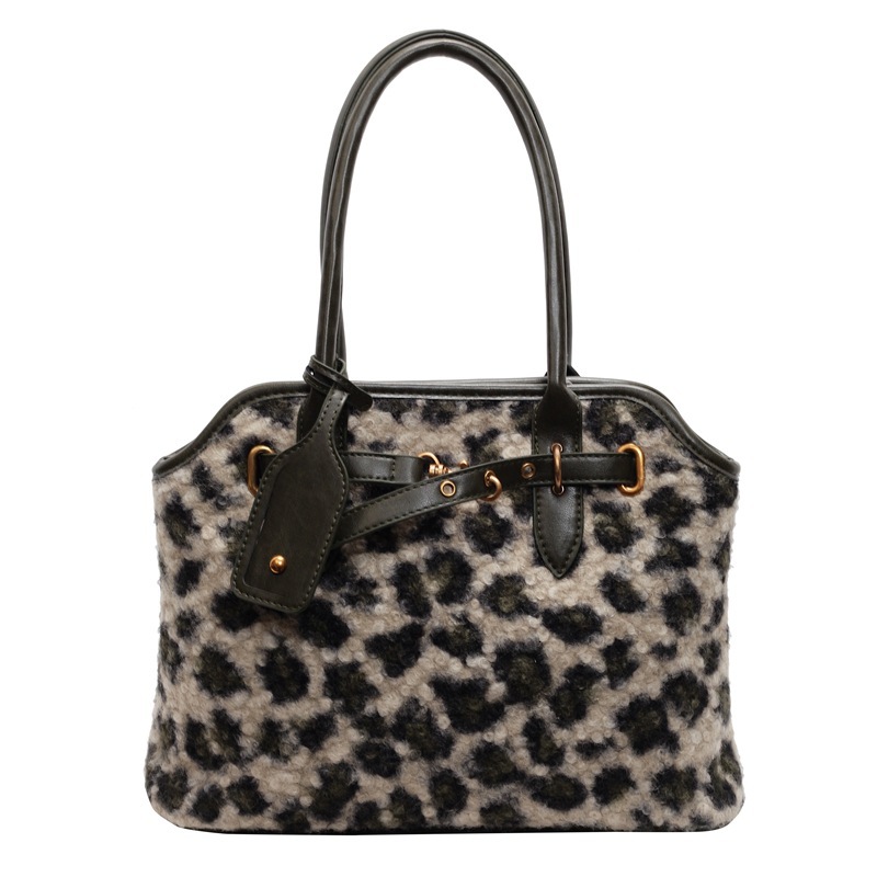 Luxury Brand Designer Bag Vintage Super Popular Plush Leopard Print Handbag Underarm Bag For Women 2024 Winter New Fashion Commuter Large Capacity Tot
