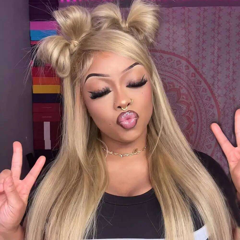 NAMM Upgrade 12A Straight 13x4 Front Human Hair For Women Ash Blonde 180 Density 5x5 Lace Closure Wigs