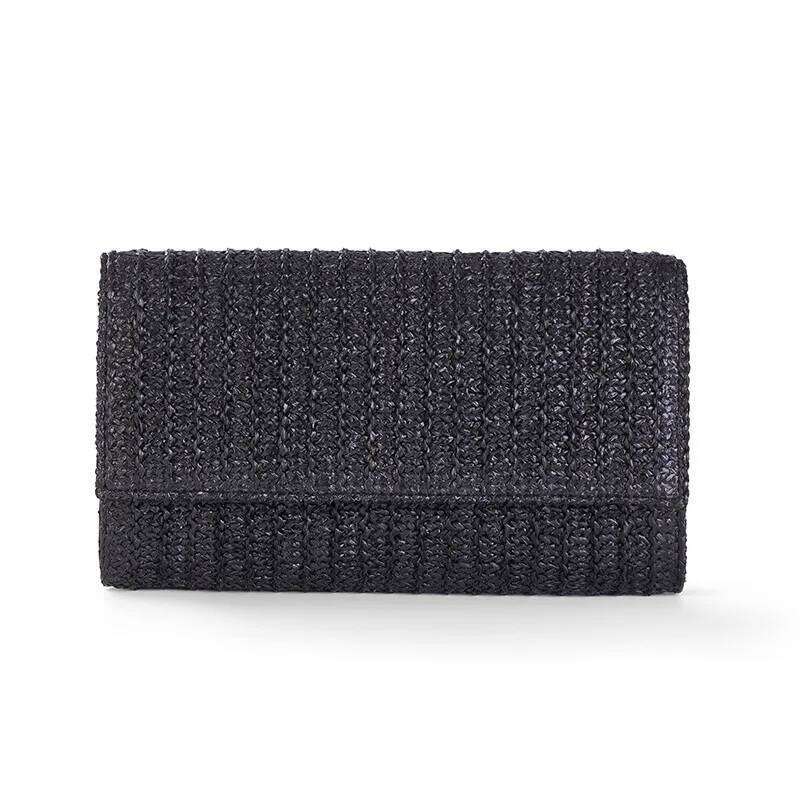 3Pcs Clutch Bags Women Straw Weave Multifunctional Holiday Style Flap Cover Long Beach Shoulder Bag