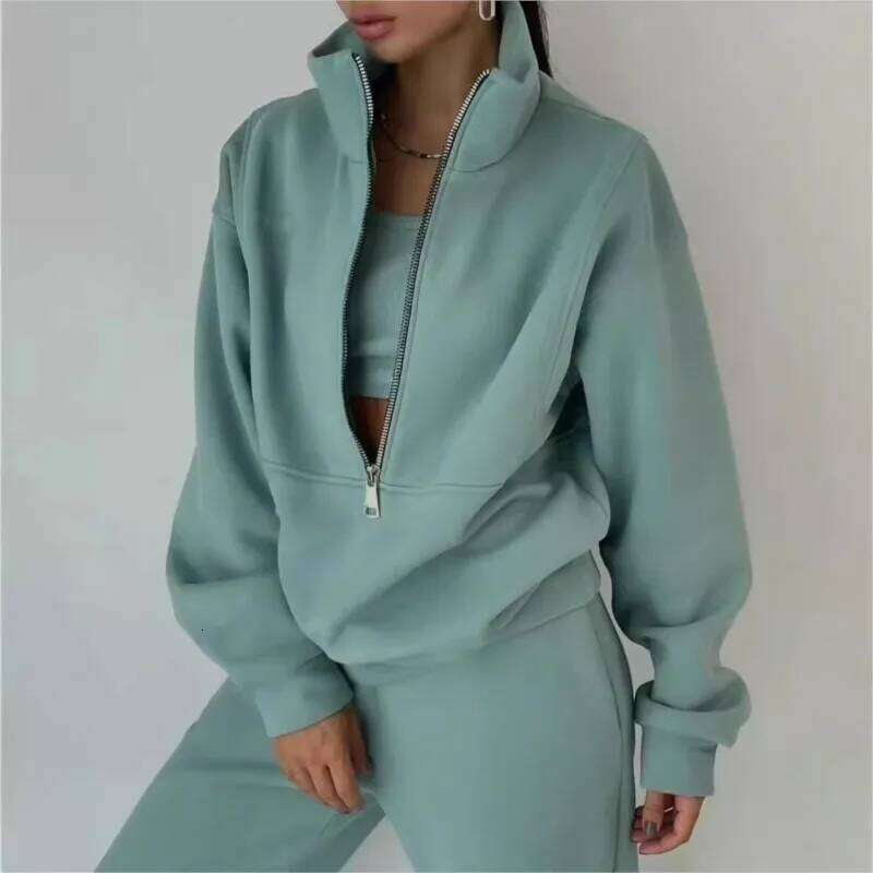 Tracksuit Set Stylish Autumn And Winter New Fashion Comfortable Warm Zipper Two-piece Sets For Sports Casual Women's Clothing